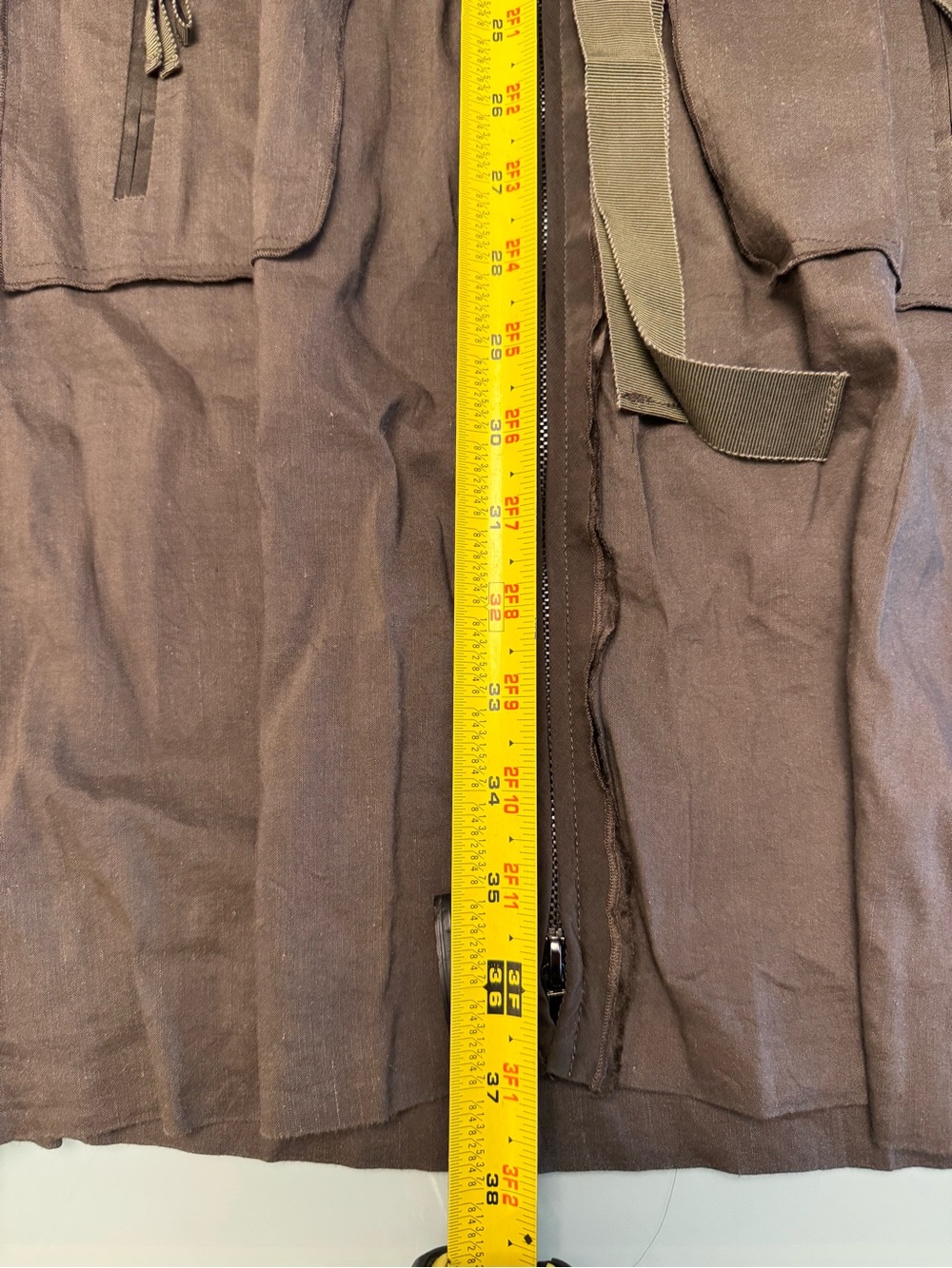 Elie Tahari Dark Olive Green Linen Blend Zip Utility Dress Trench Style Size 8 - Picture 7 of 13